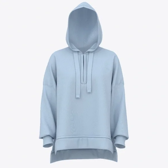 Victoria’s Secret Pink Icy Blue Campus Fleece Tunic Hoodie Top Sweatshirt - Picture 3 of 4